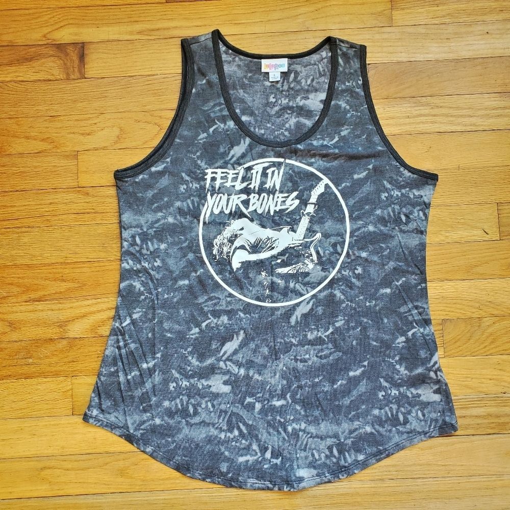 Lularoe Rock "Feel It In Your Bones" Graphic Tank Top Size Large
